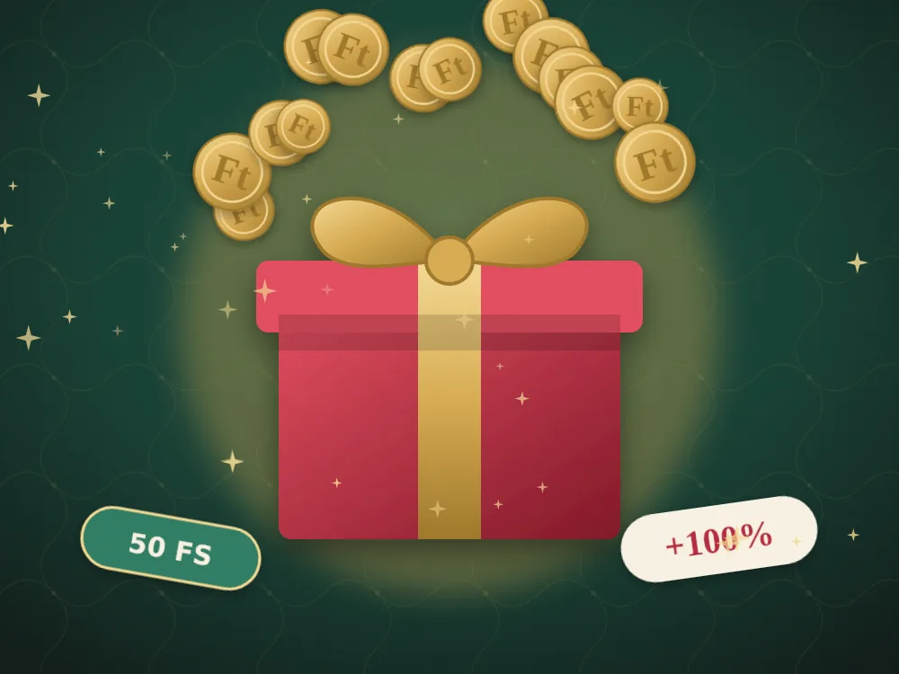 Online casino bónusz: ajándékdoboz arany érmékkel és ingyenes pörgetésekkel