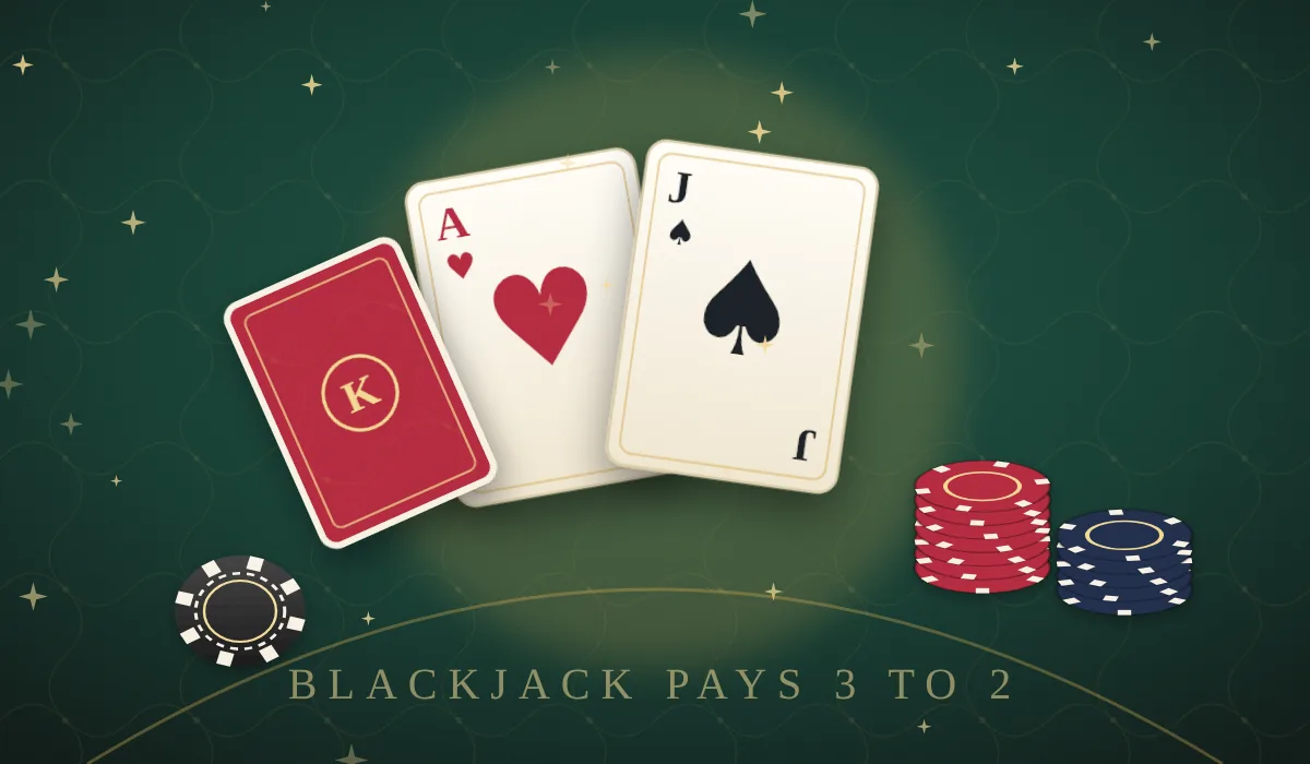 Blackjack: ász és bubi a zöld posztón, zsetonokkal